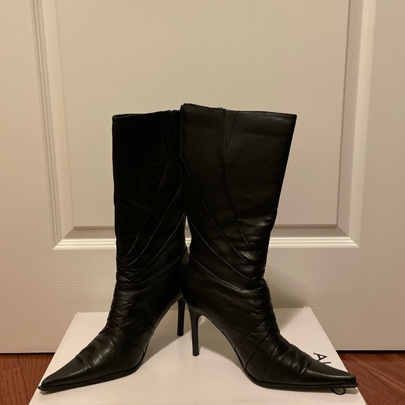 Aldo Black Leather Boots Size 38 - Picture 2 of 14